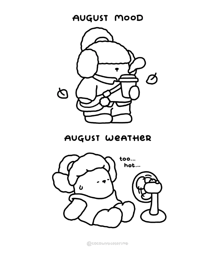 Una pagina da colorare sull'umore e il tempo di agosto